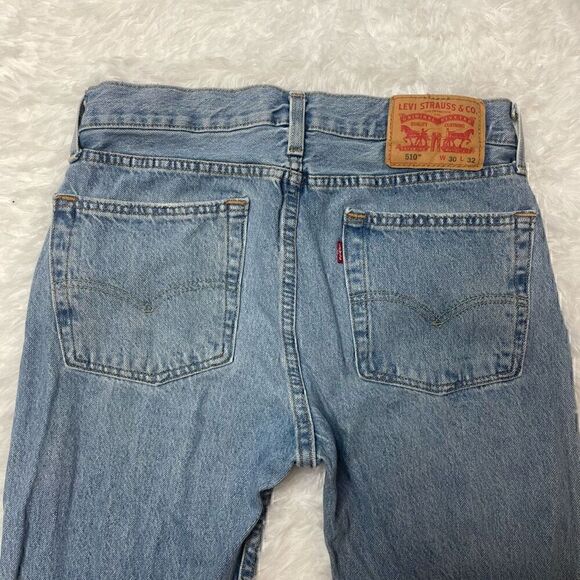 Levis 510 Jeans Mens Size 30x32 Blue Light Wash Skinny Denim Cotton - Picture 8 of 9